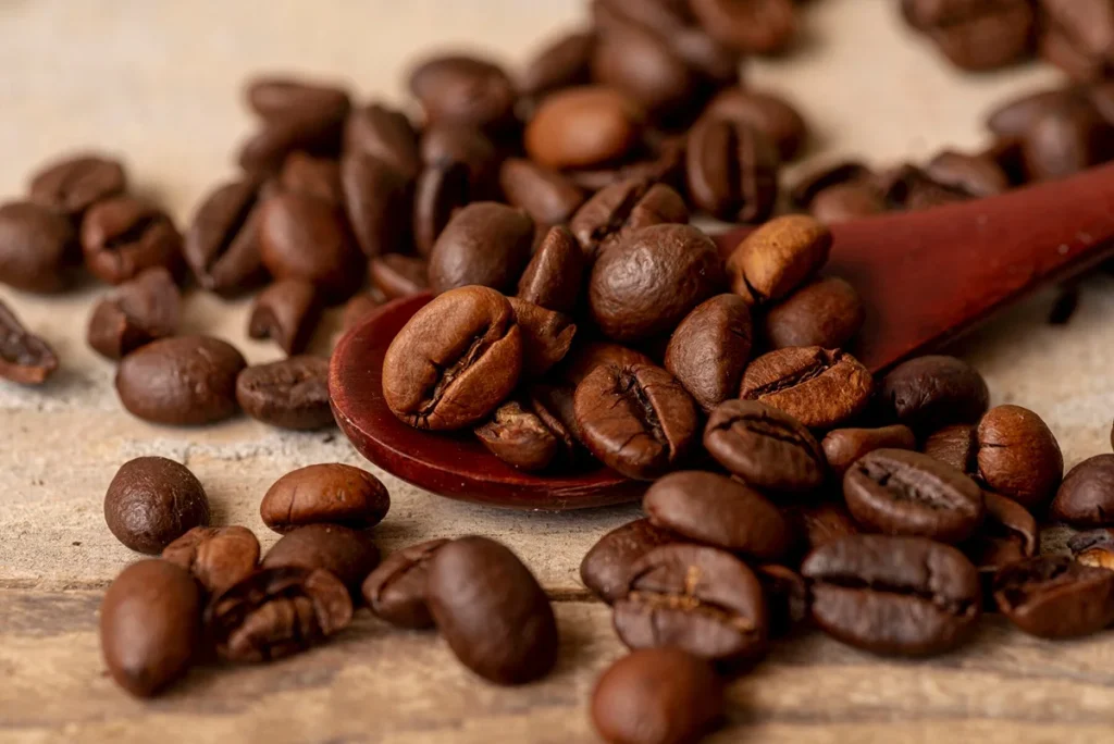 Coffee beans spread out for sorting and drying