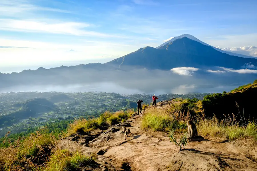 The ridge of Mount Batur at sunrise above the Kintamani highlands